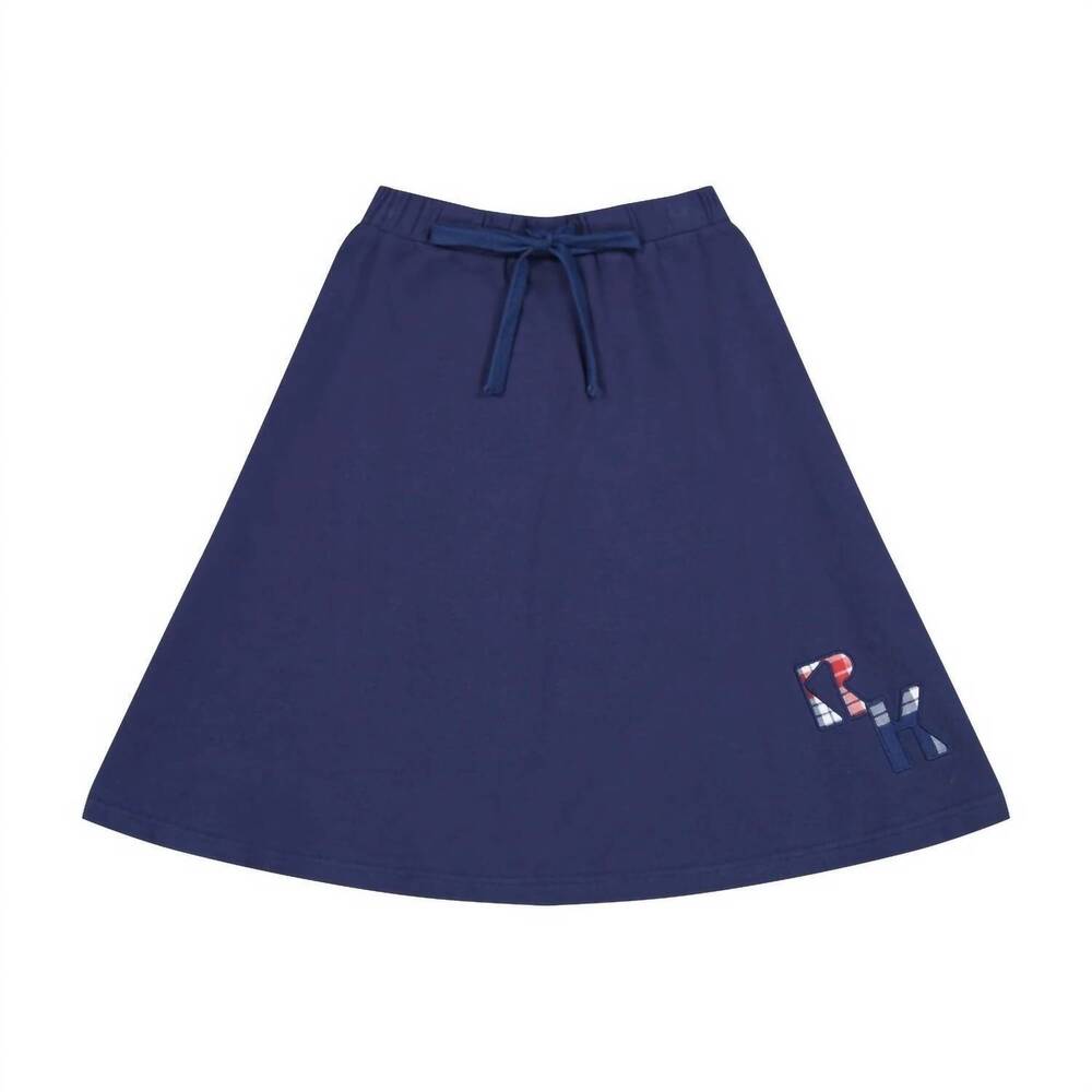 NEW RETROKID girls margo plaid logo sweatshirt skirt in navy
